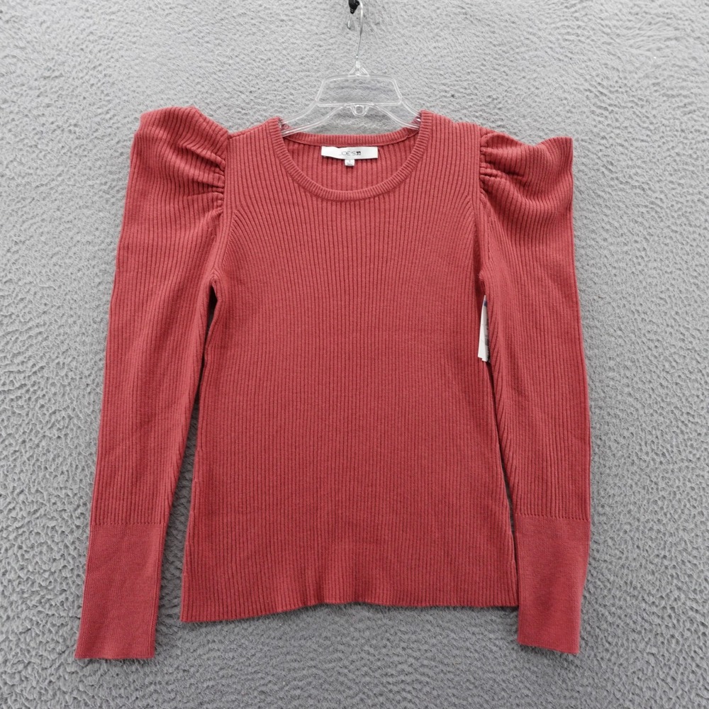 JOES JEANS Ribbed Puff Sleeve Sweater Slate Rose Knit Top Women's Size S